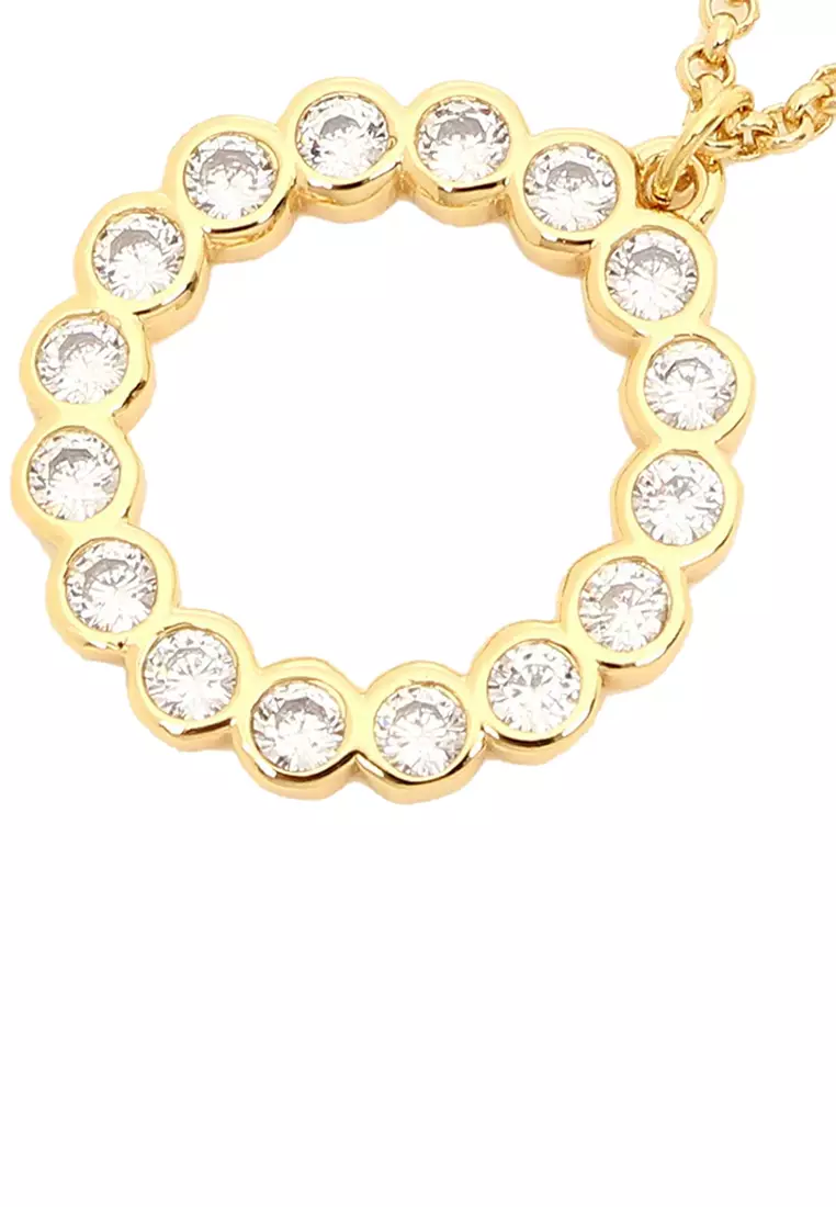 Full Circle Mini Pendant Necklace in Clear/ Gold o0ru2384