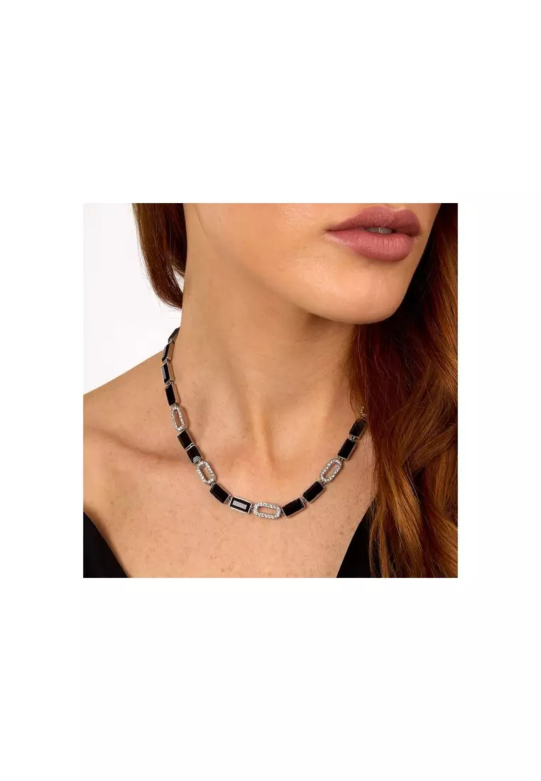 Karl Lagerfeld Black Crystals Chain Necklace KLAYC03