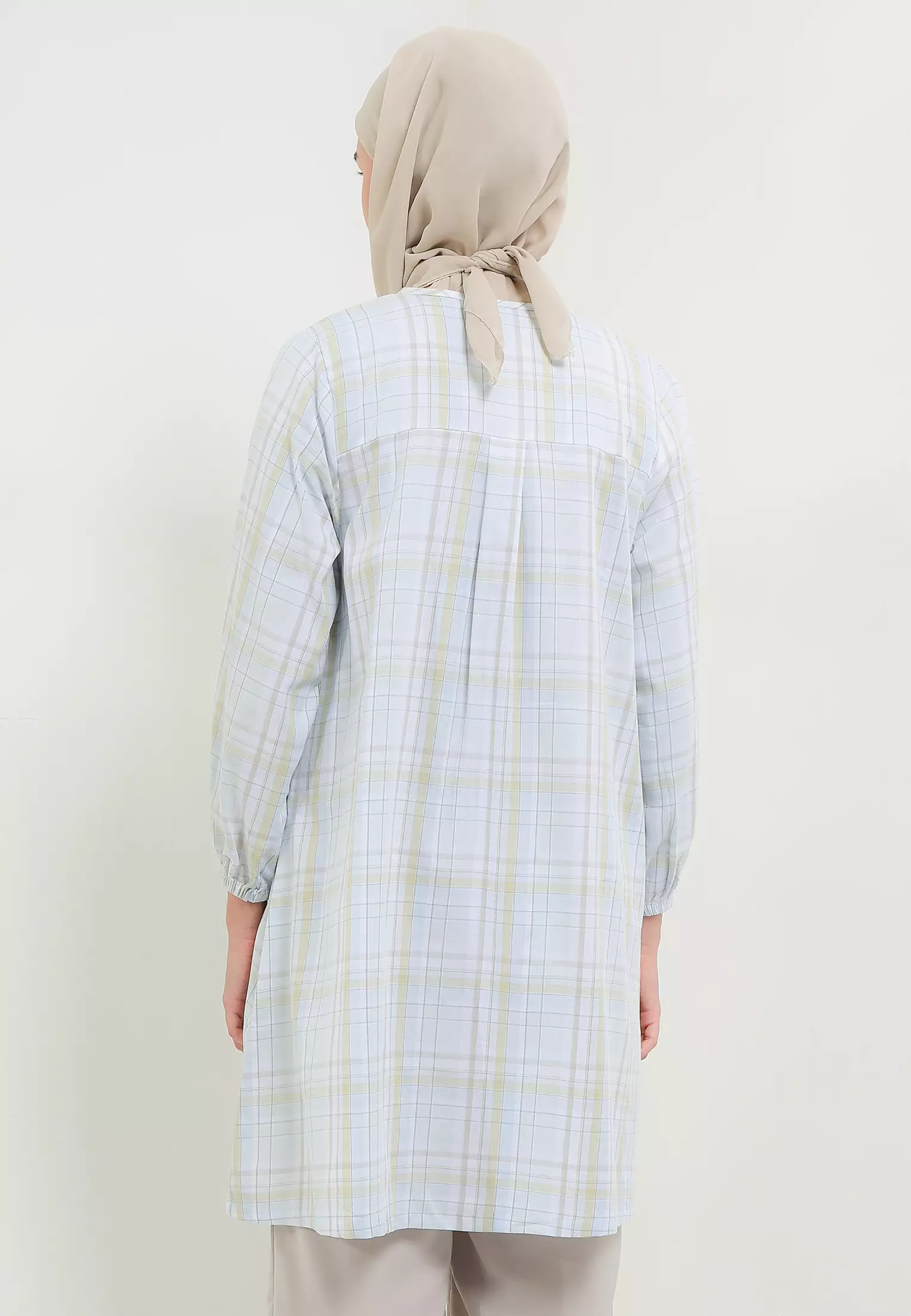 MFMW Azoe Tunik Light Blue Motif Kotak