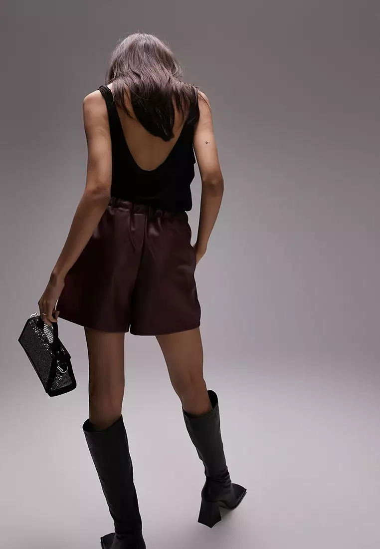 TOPSHOP Faux Leather Runner Shorts ZALORA
