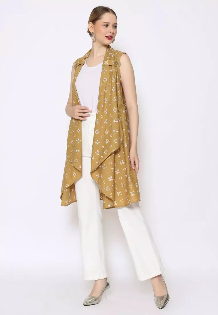 Rinjanie Batik - Batik Tuntrum Katun Series - Outer Coin Turmeric - Outer Batik Modern - Outer Batik - Outer Batik Kerja Kantor - Batik Cap - OUTC - YL