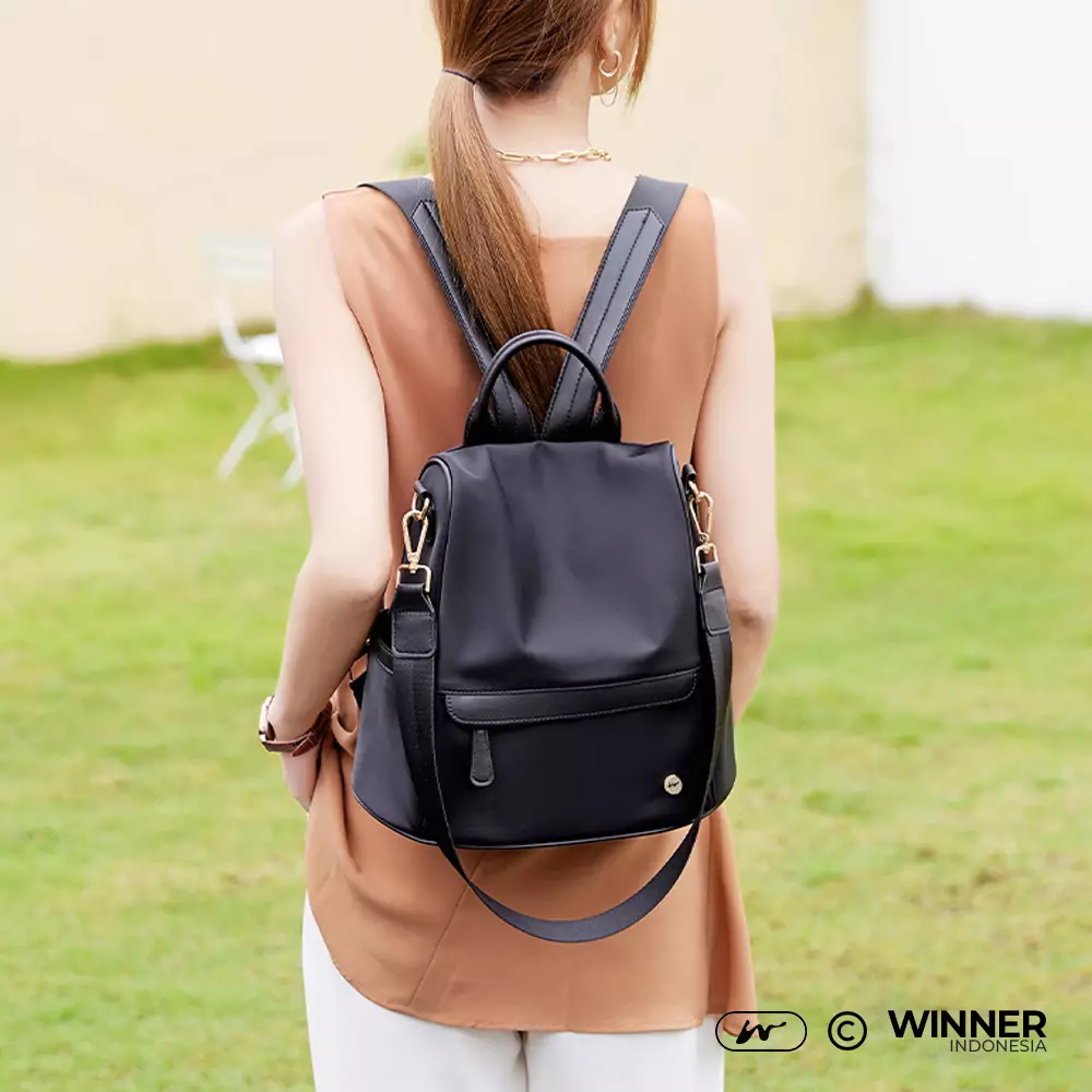 Tas Ransel Selempang 2in1 Oxford Anti-Air Backpack Korean Style (T14-035-6158) - Hitam Medium