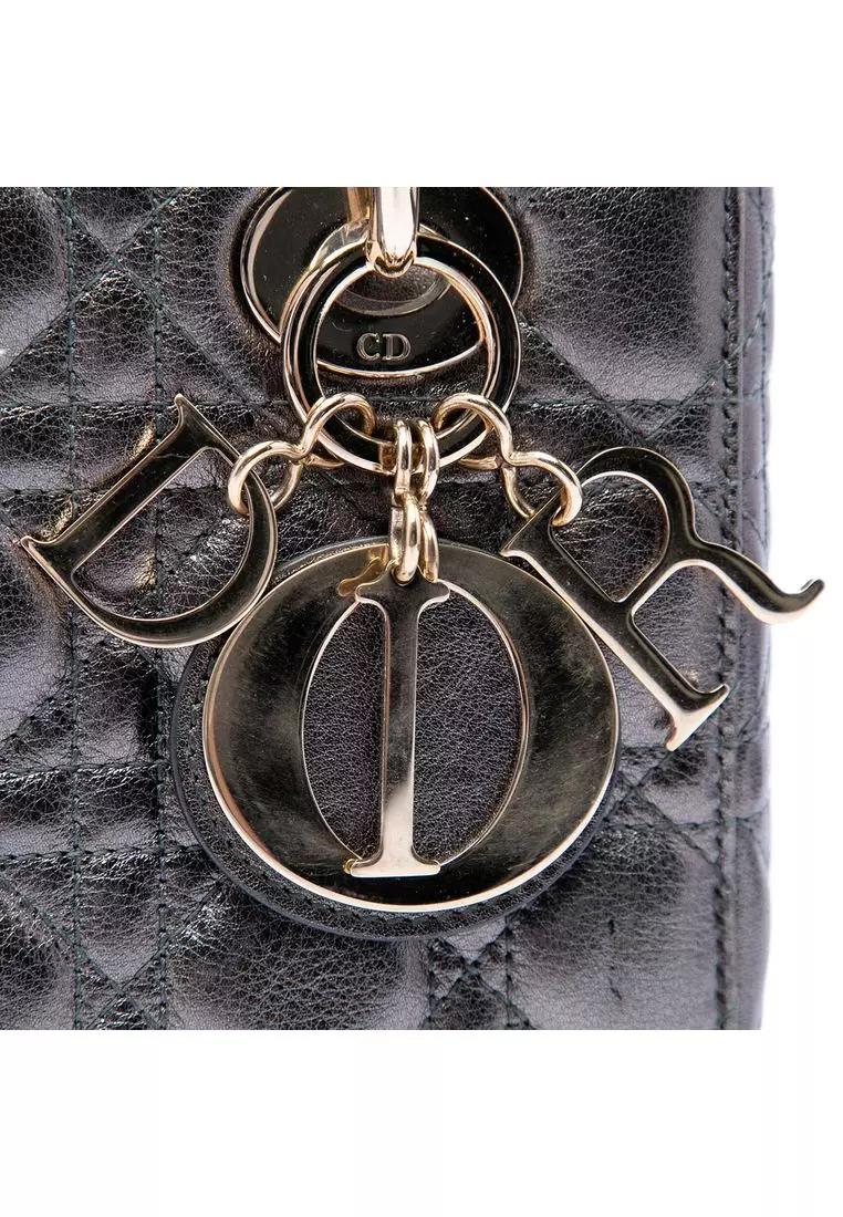 Pre-Loved Dior Small Metallic Lambskin Cannage My Abcdior Lady Dior