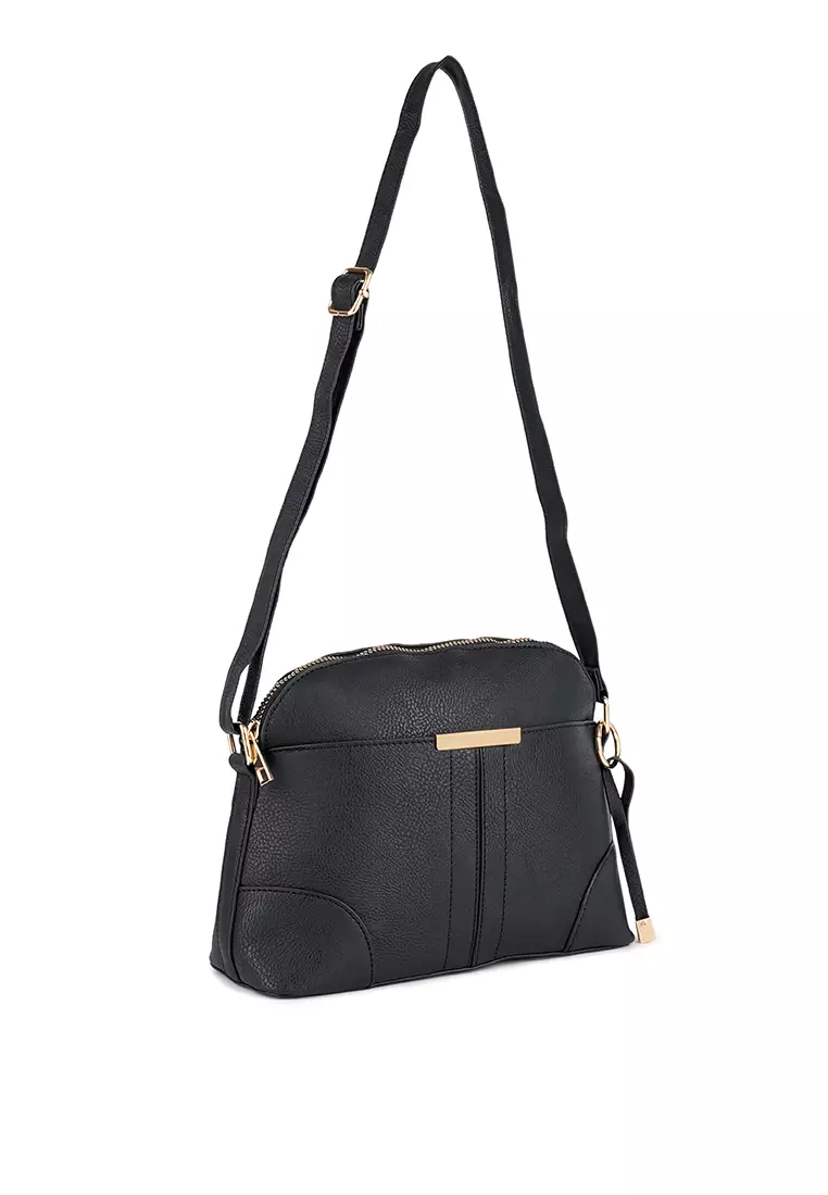 Buy London Rag Black Faux Leather Adjustable Sling Bag 2024 Online