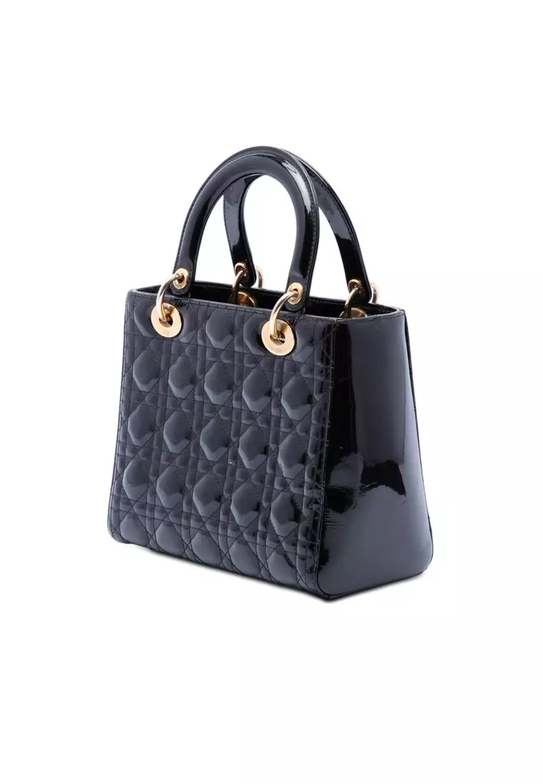 Pre-Loved Dior Medium Patent Cannage Lady Dior