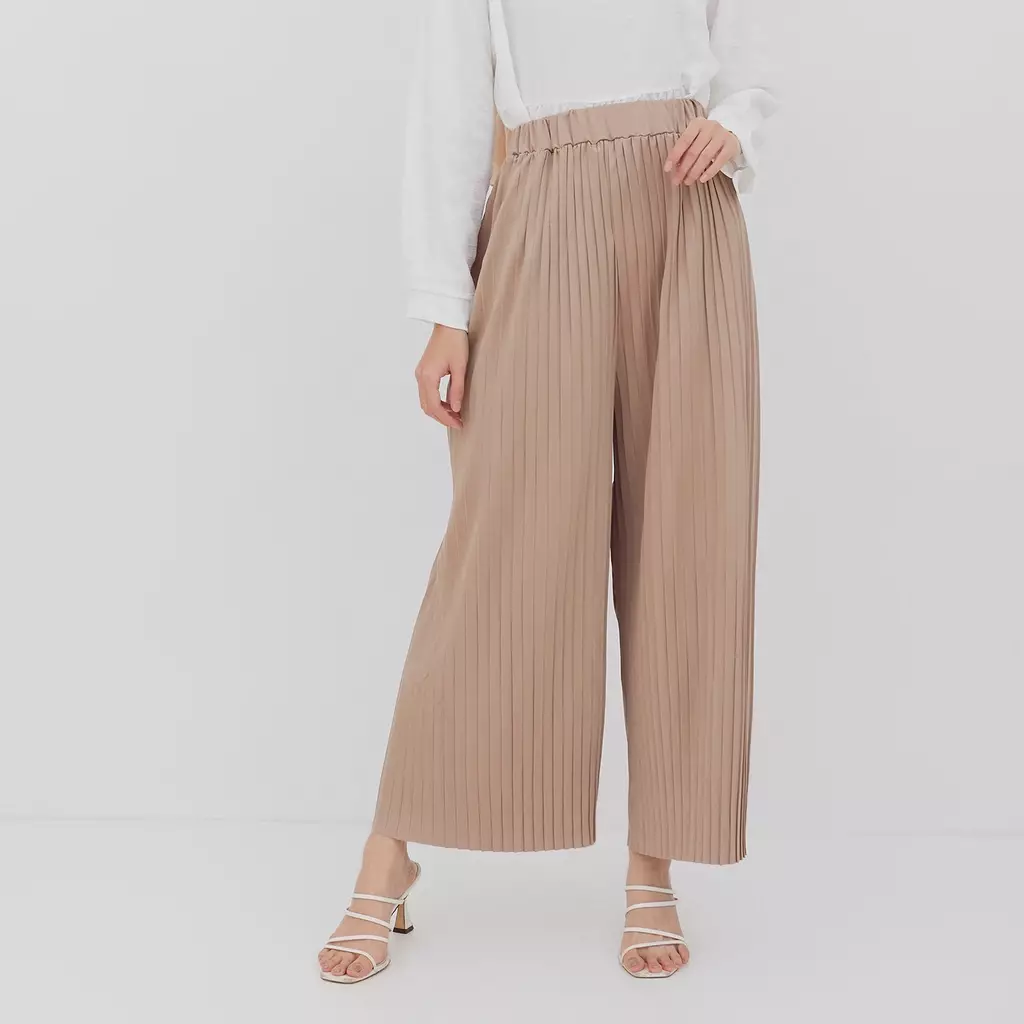 MAYONETTE Sunny Celana Panjang Plisket Kulot - Mocca