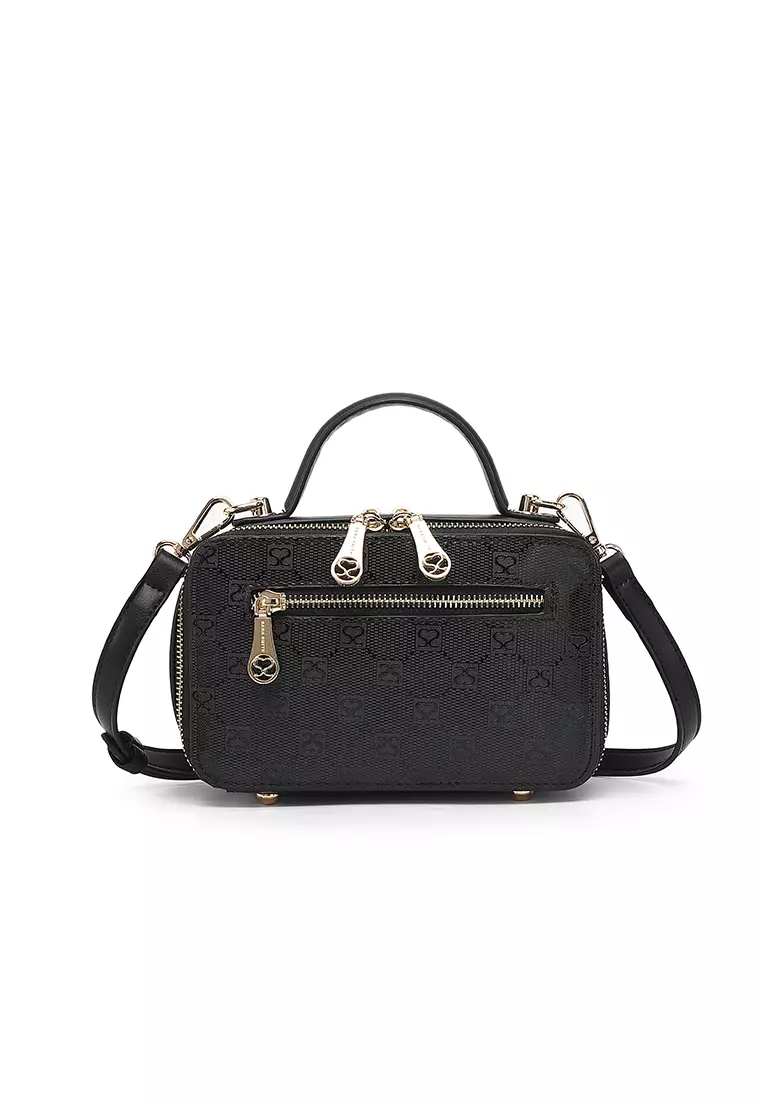 Women's Monogram Top Handle Bag / Sling Bag / Crossbody Bag (Tas Selempang / Tas Tangan) - Hitam