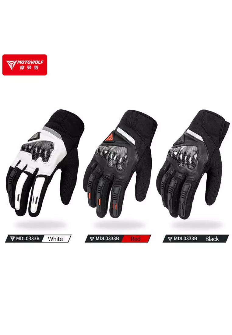 Motowolf MDL0333B Motorcycle Gloves  – White