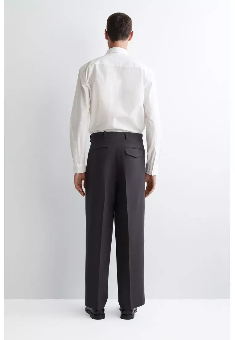 WOOL-BLEND RELAXED-FIT STRAIGHT-LEG TROUSERS