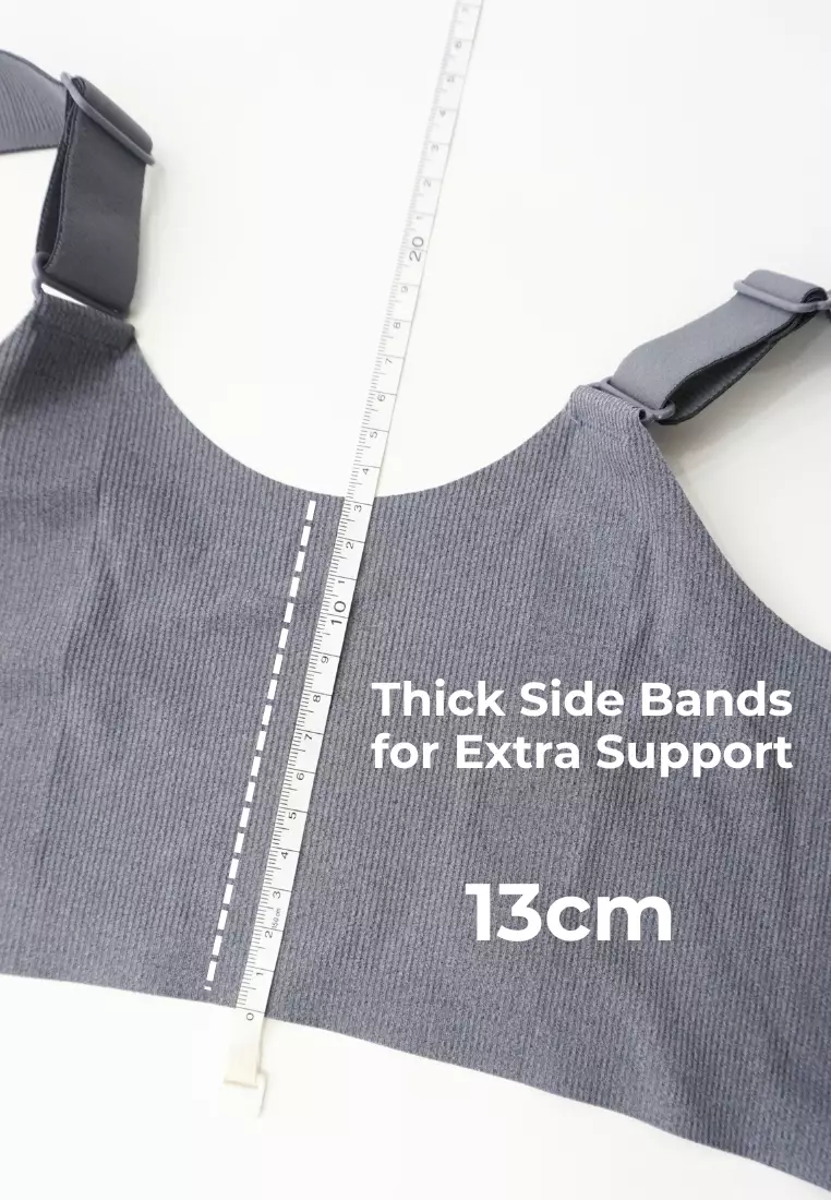 3 Pack Collins Plus Size Seamless Wireless Support Bra - Black, Green, Grey