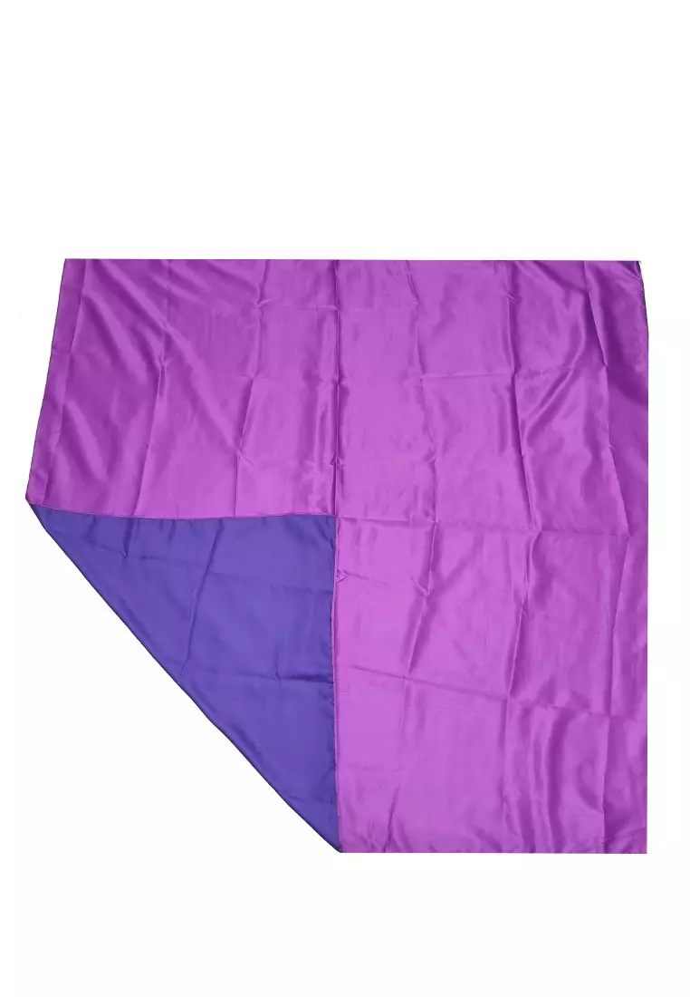 Two-sided Satin Square Scarf Hijab Wanita Bolak-Balik Purple