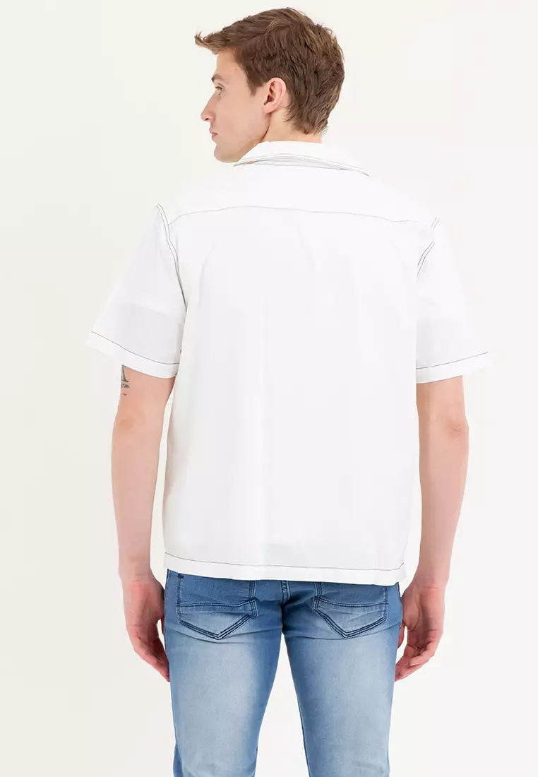 Men's Girbaud White Woven Polo