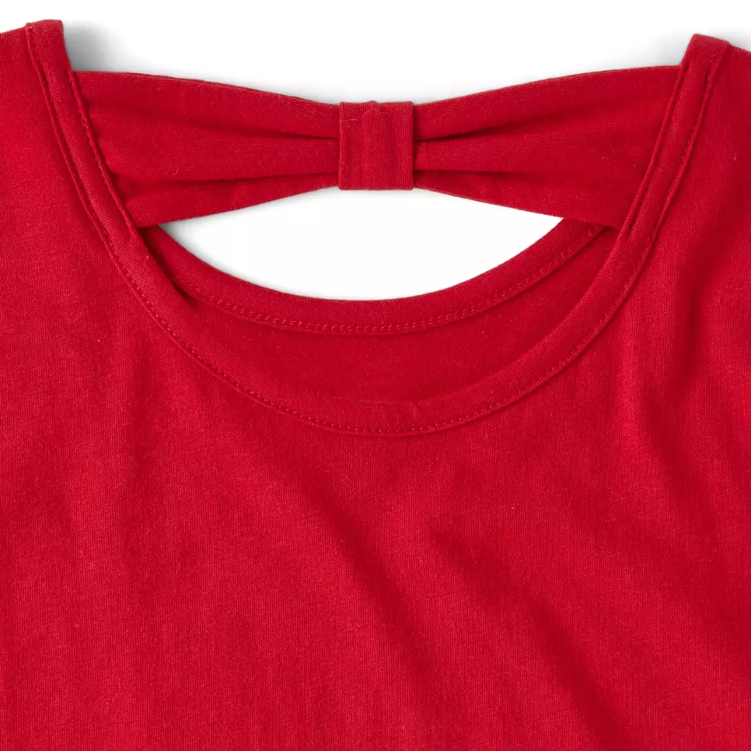 Girls Graphic Bow Back Top - Atasan Anak Perempuan