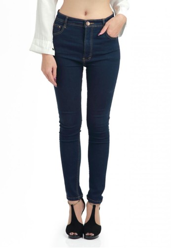 Jerelyn Highwaist Skinny Jeans with Pocket in Navy