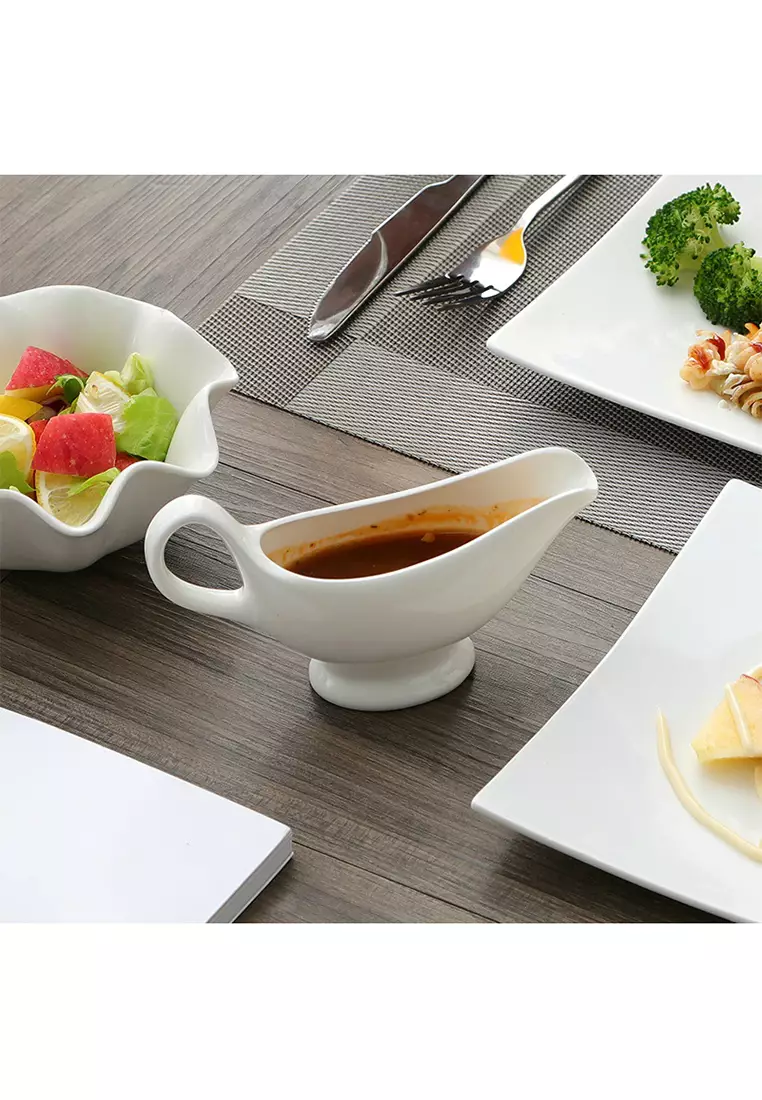 Buy Edge Houseware 3oz Ceramic Gravy Boat , White Gravy Boat for Salad