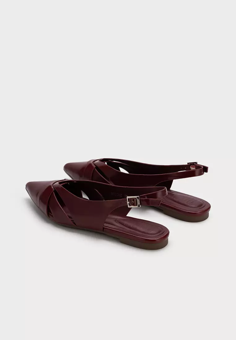 STRAPPY POINTED TOE SLINGBACK FLATS 尖头搭扣平底凉鞋