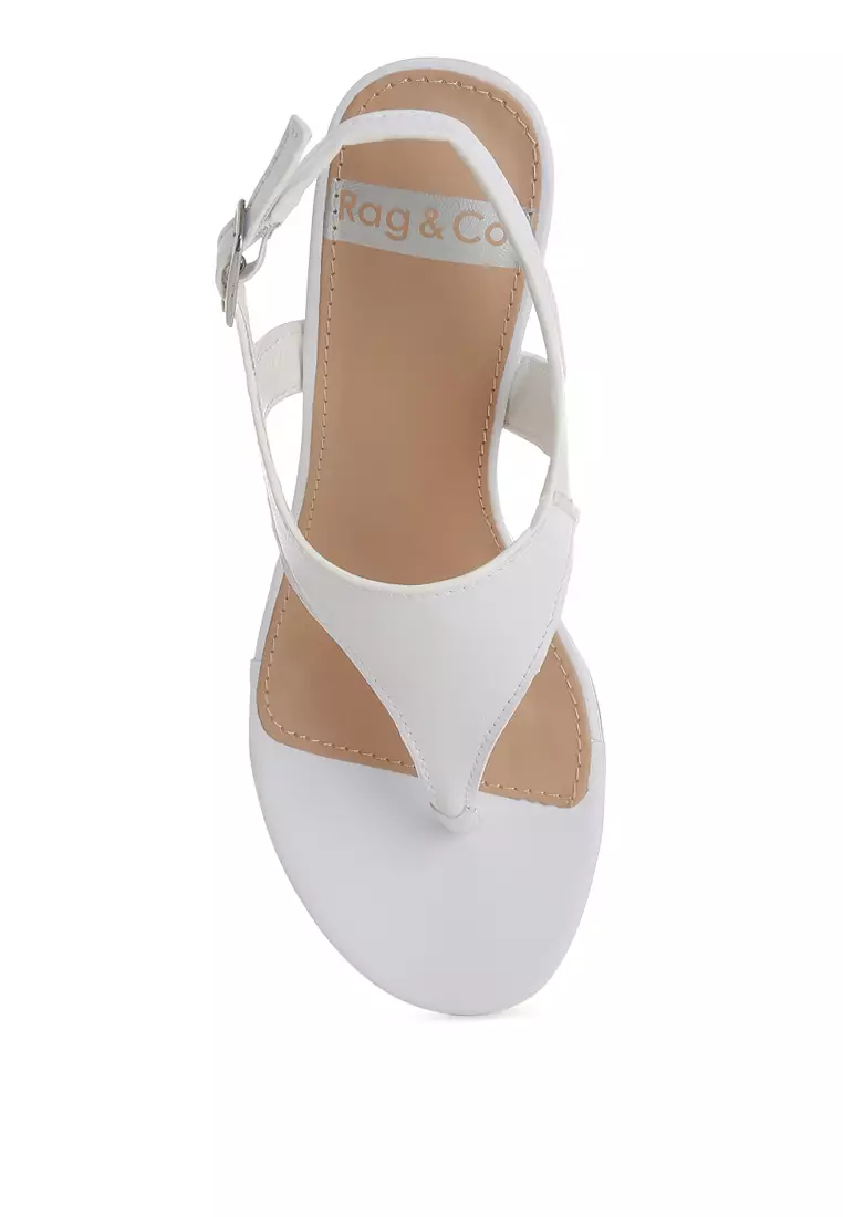 Real Leather Wedge Heel Sandals In White