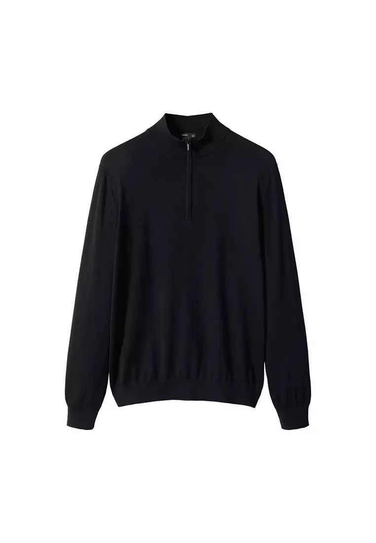 線上選購MANGO Man 100% Merino Wool Sweater With Zip Collar