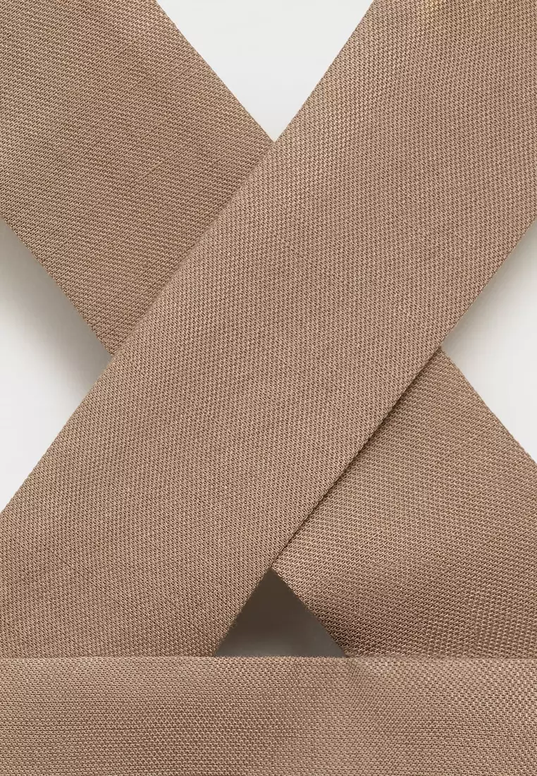 Linen-Blend Cross-Back Top