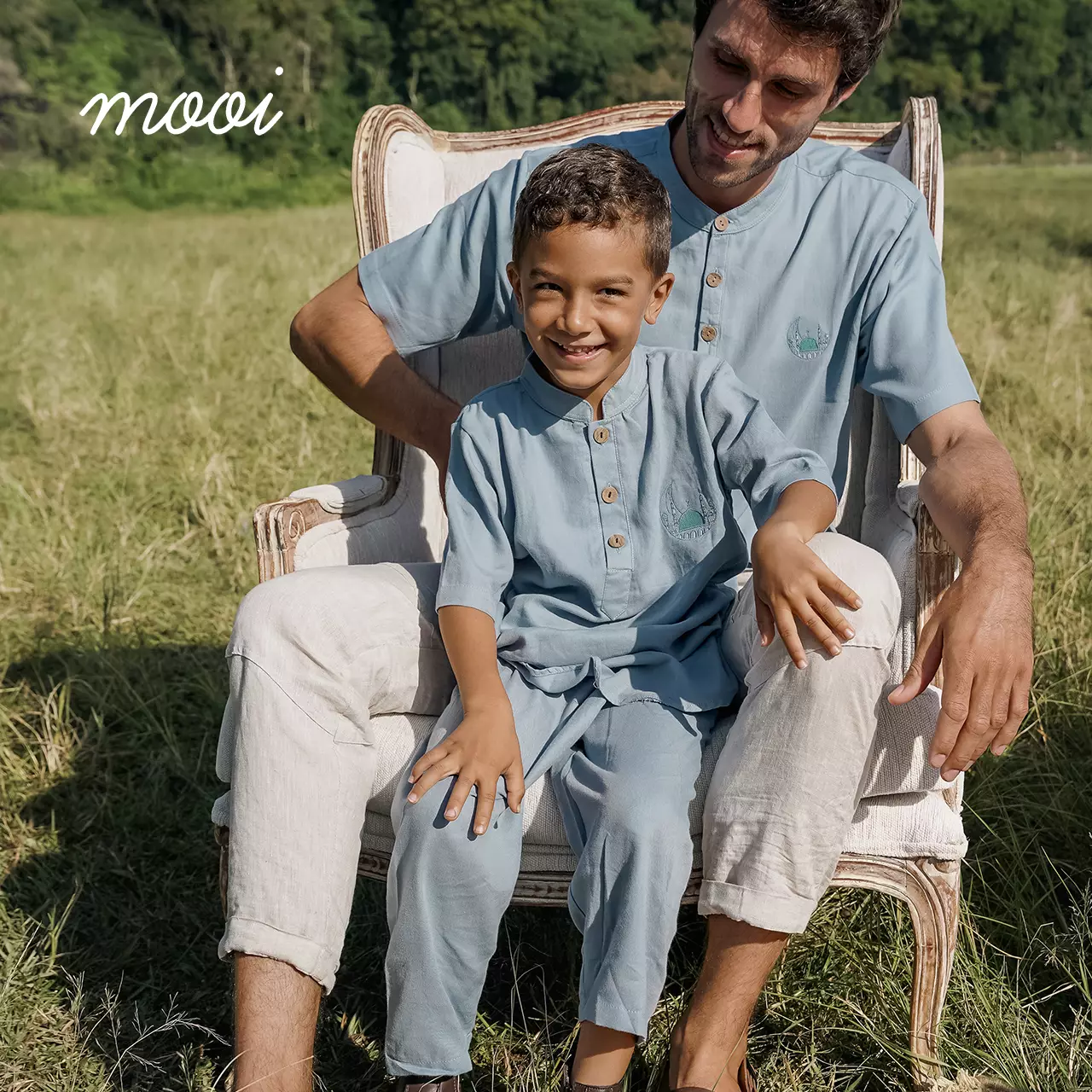 Mooi Adam Koko Set Setelan Koko Anak Raya Collection V1 - Dusty Blue V1