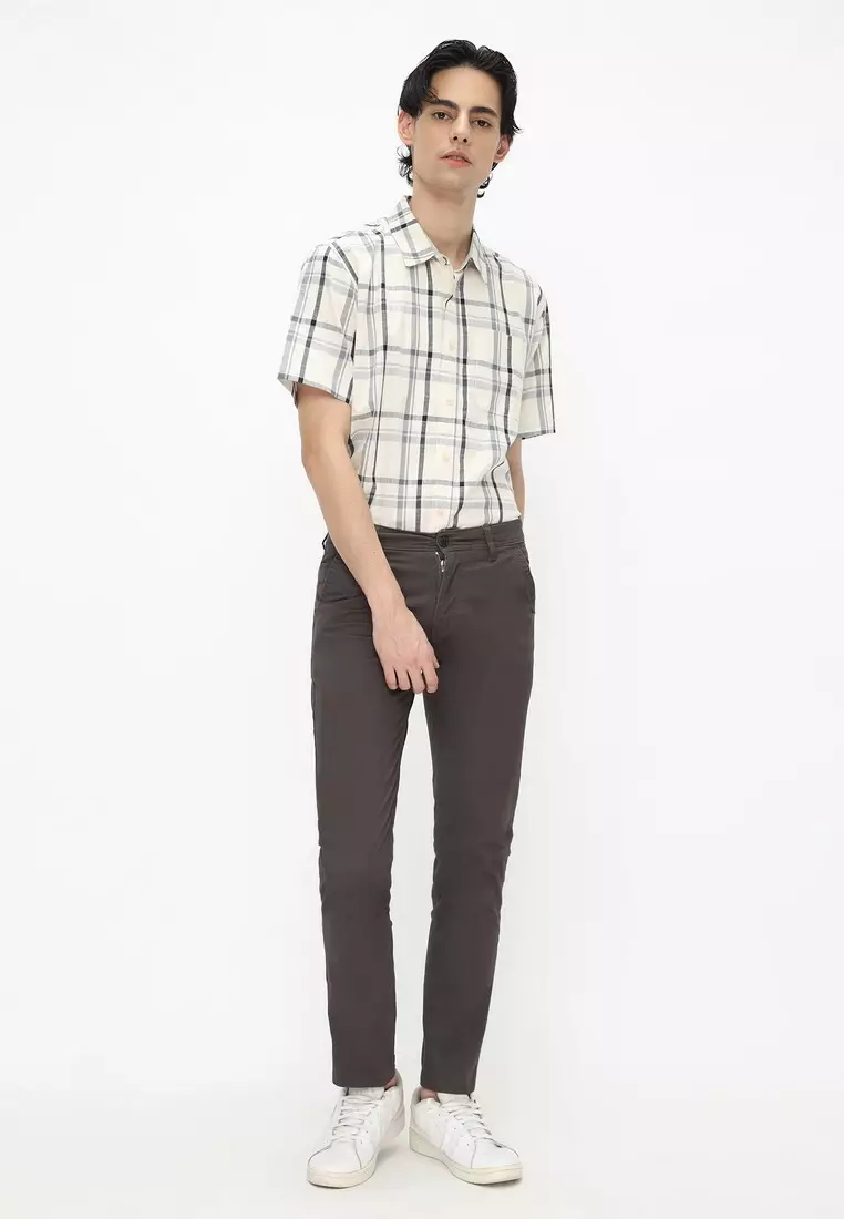 POLICE Celana Chino Panjang Silverstone Cotton Premium Stretch Slim Fit Pria