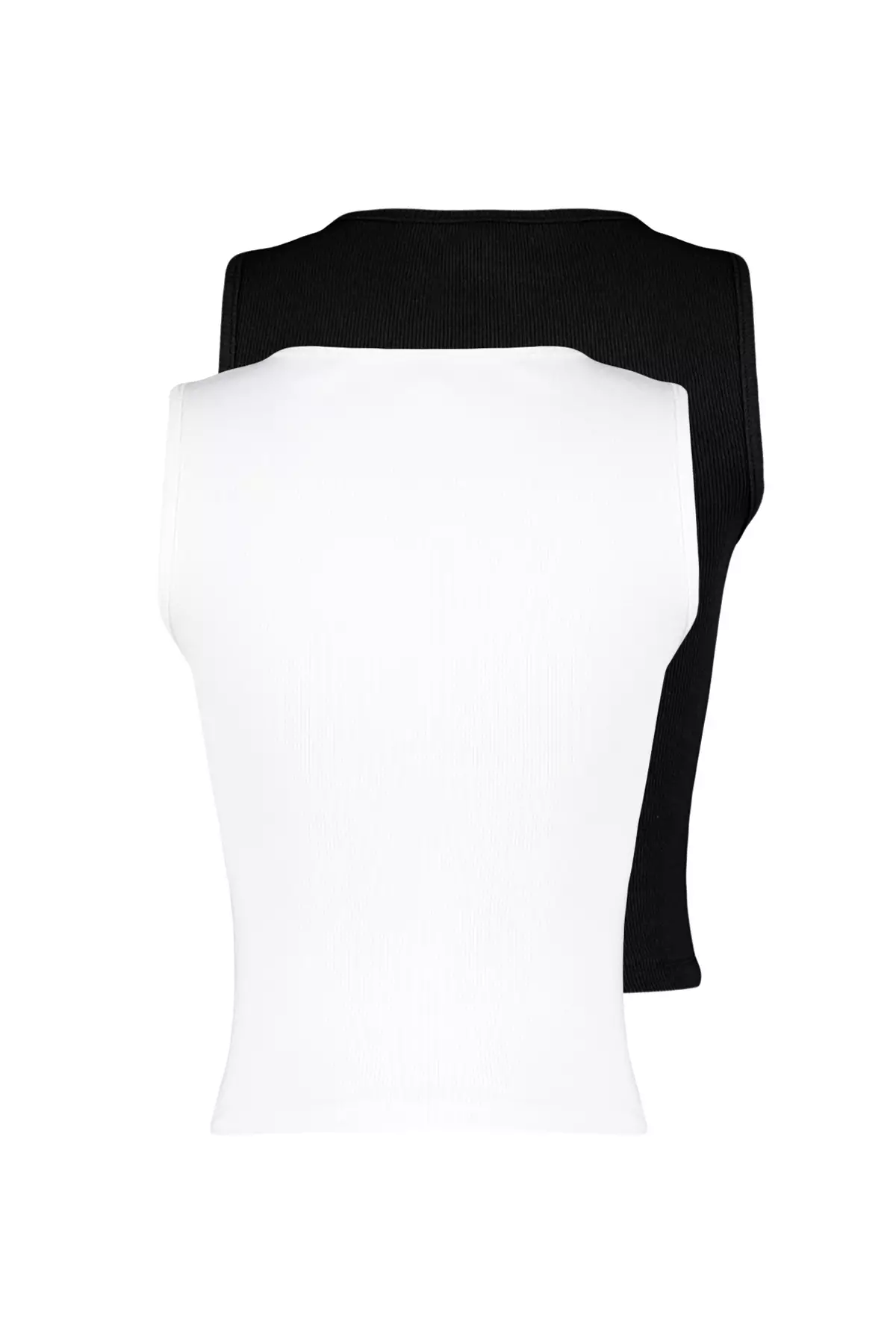 Black & White 2-Pack Fitted Ribbed Elastic Knitted Blouse TWOSS24BZ00583