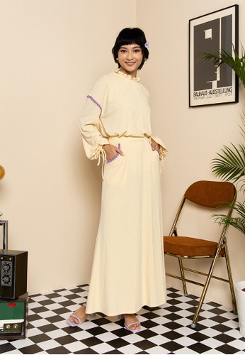 Lubna yellow Cotton Knit Widuri Co-Ord Set E9135AA94008A4GS_1