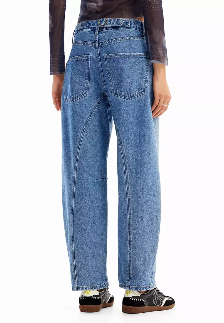 Desigual Woman Double-waistband balloon jeans.