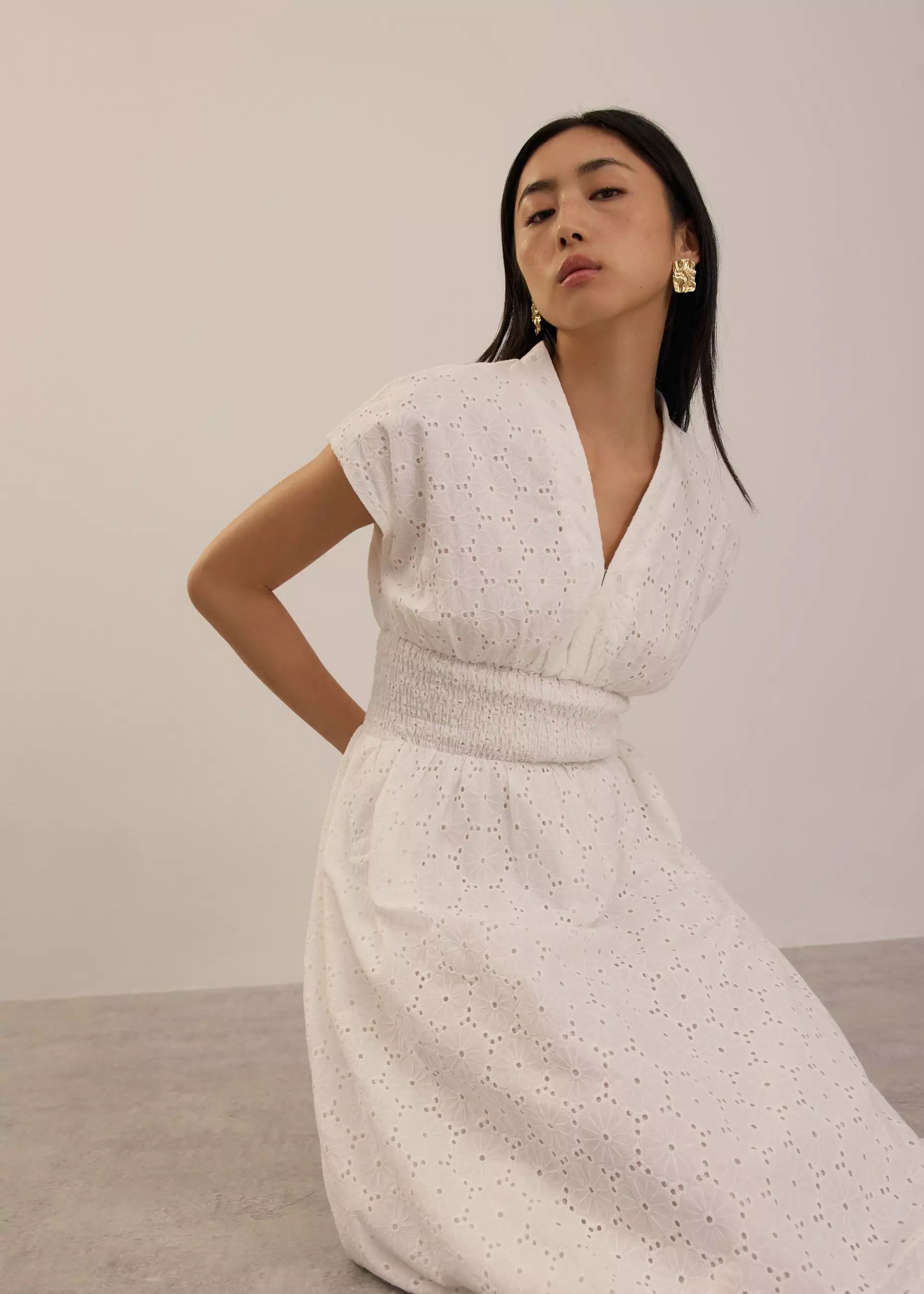 Dress Wanita - Broderie Fit & Flare Midi Dress