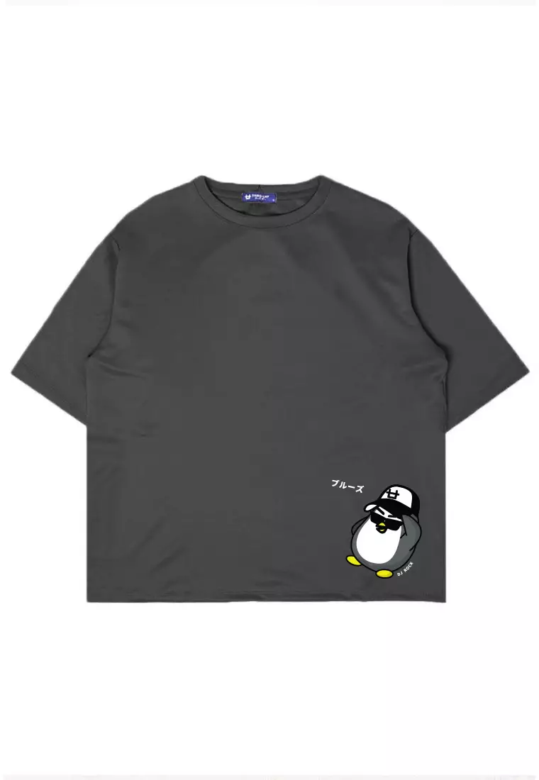 MTN15 kaos oversize scuba tebal dj rock blues abu