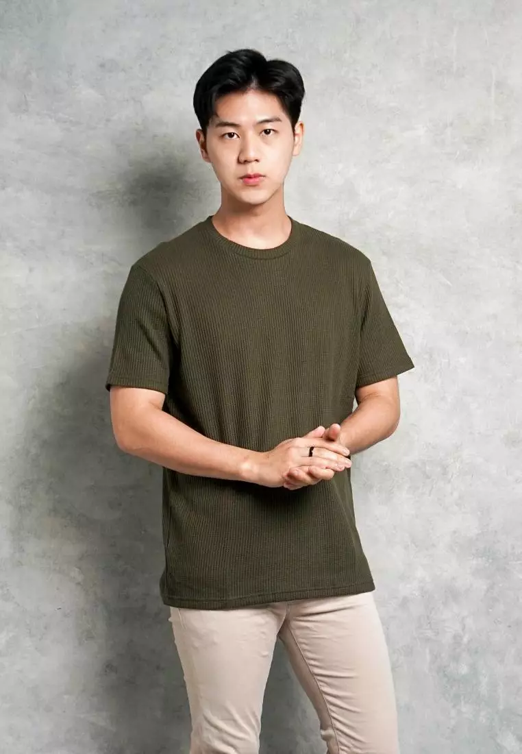 Kale Waffle Army / Kaos Polos Tekstur Lengan Pendek Pria / Unisex