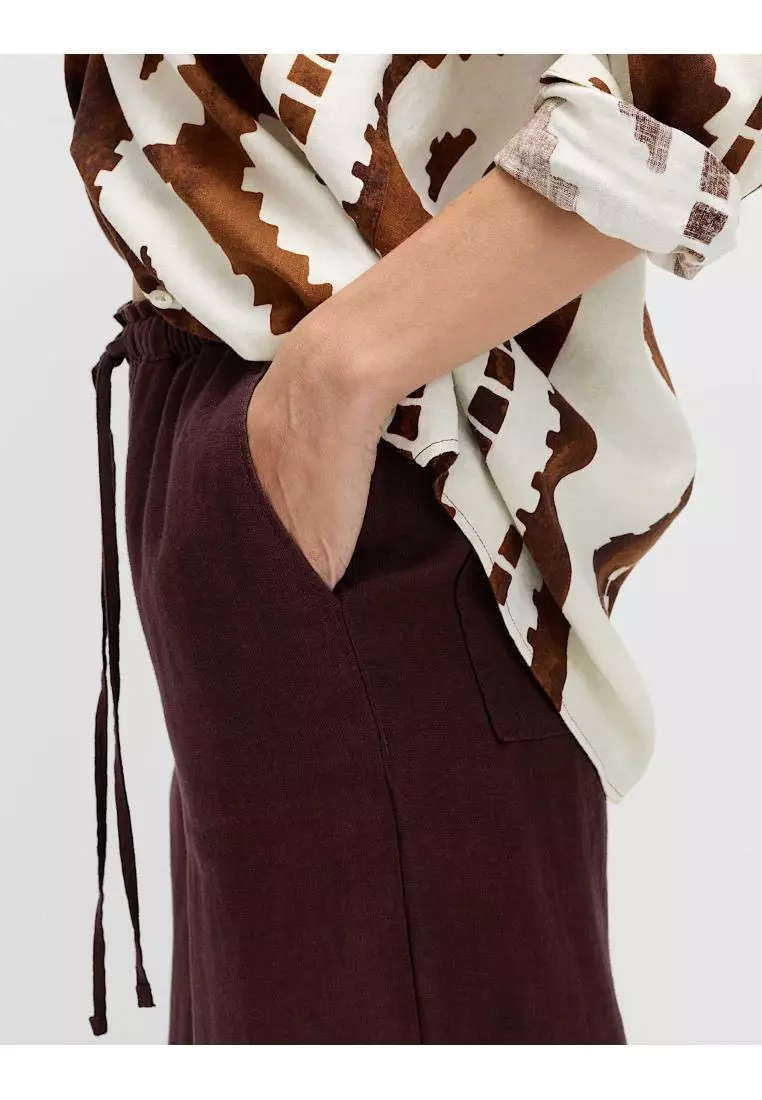 Pure Linen Wide Leg Palazzo Trousers
