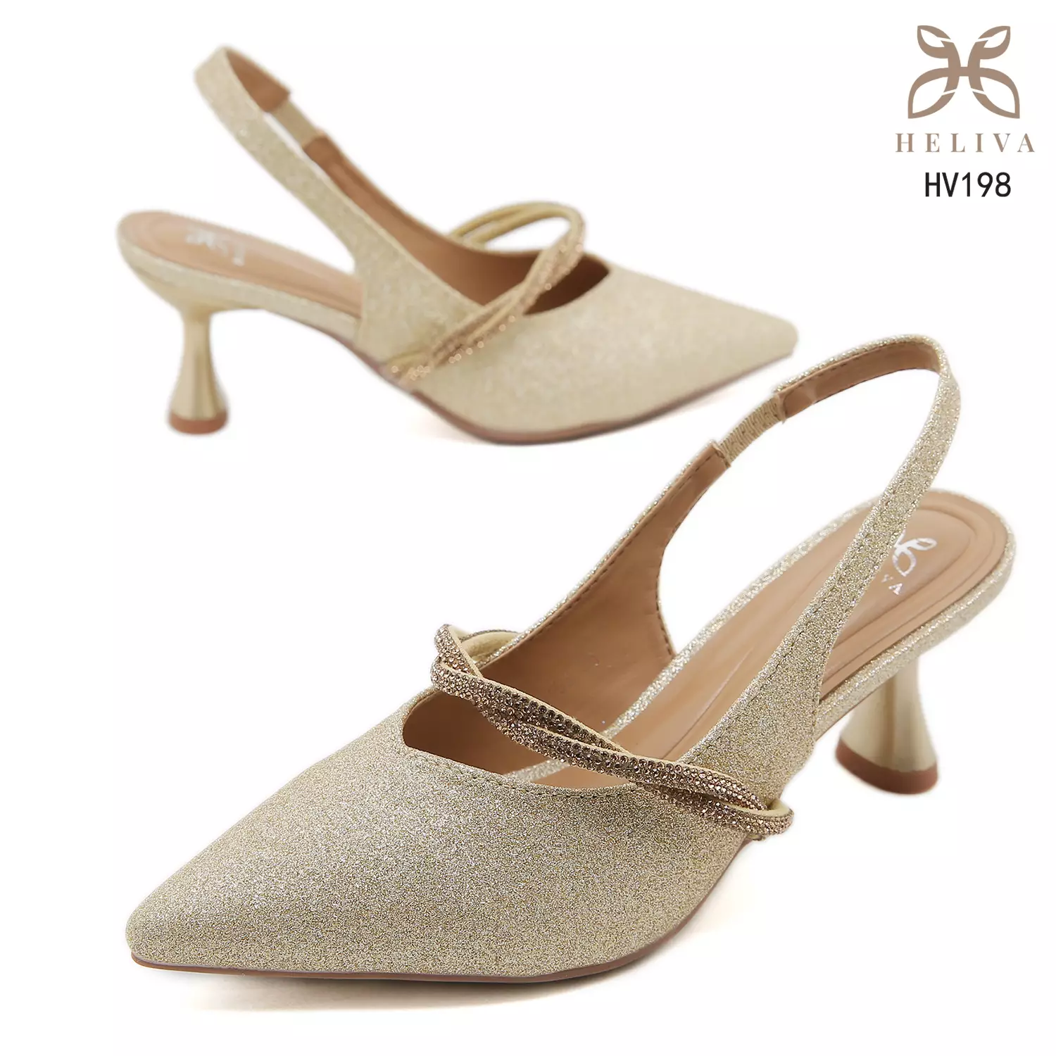 HELIVA CELESTINE Heels Slingback Glitter Stylish HV198