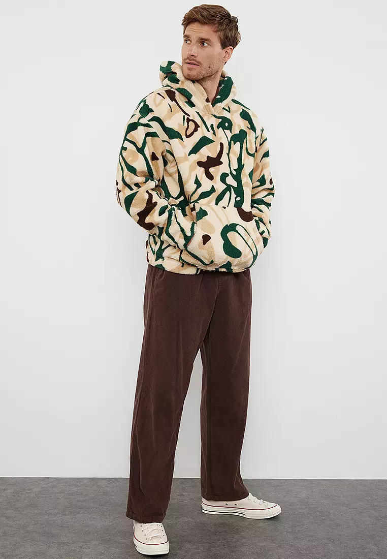 Printed Sherpa Hoodie