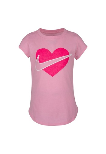 Nike pink Nike Girl's Core Heart Short Sleeves Tee (4 - 7 Years) - Just Pink 39417KAE227C1CGS_1