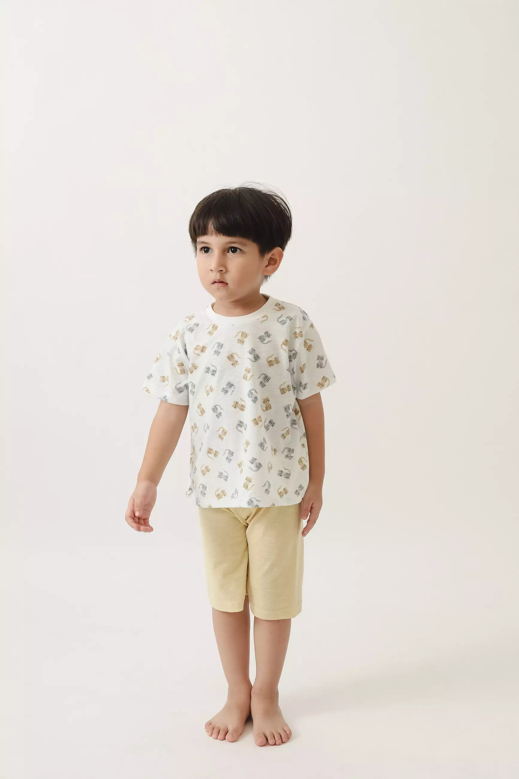 Pito Kids Set Piyama Pendek Anak Kitten Yellow 1-8 Tahun