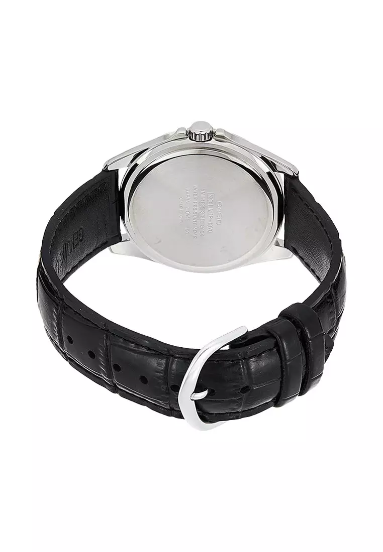 Men Analog Watch MTP-1370L-7AV Black Leather Strap
