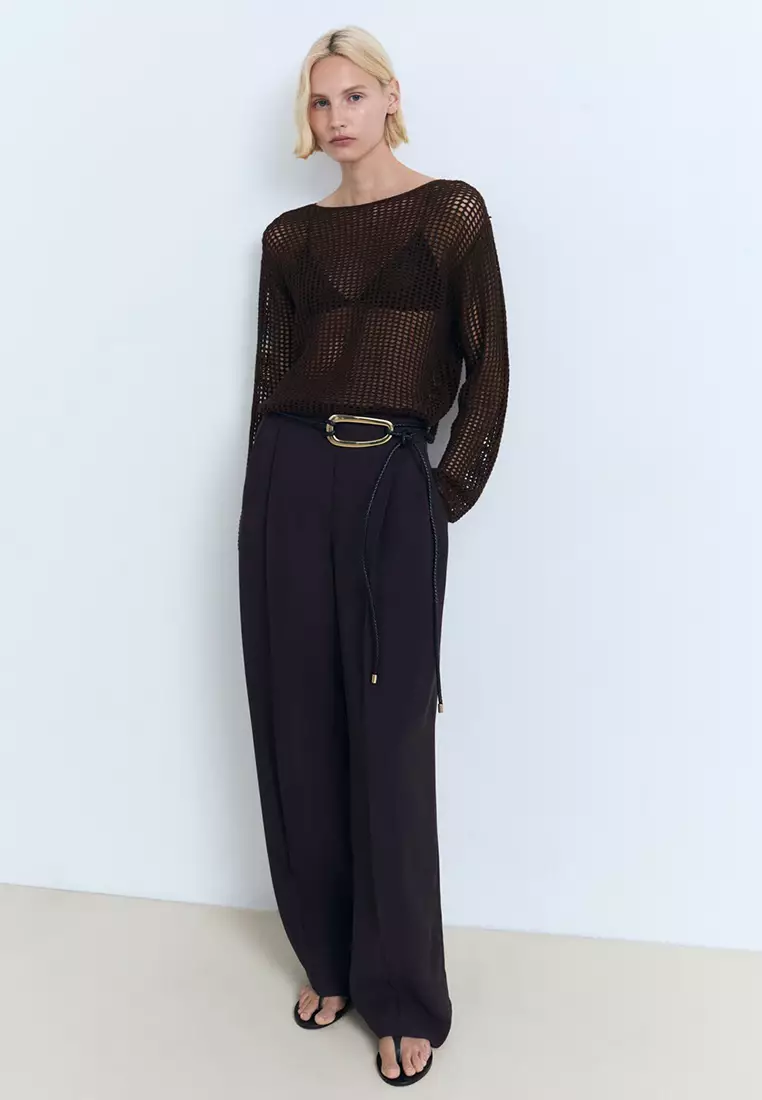 Long-Sleeved Crochet Sweater