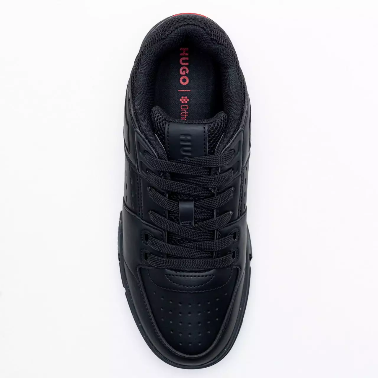 Faux-Leather Trainers with Mesh Trims Sneakers Black