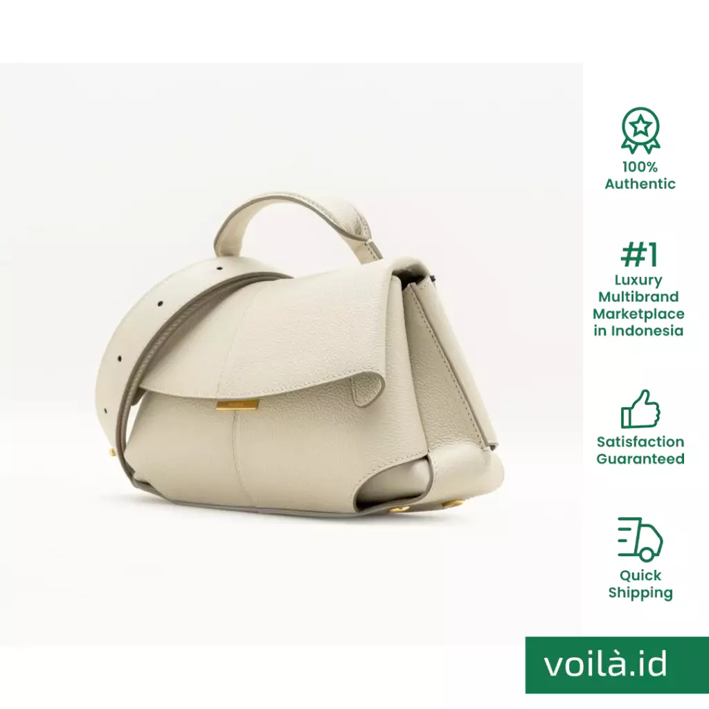 Mokki Mini Grained Leather Handbag Craie Ghw