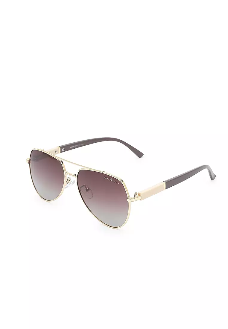 Unisex Polarized Aviator Sunglasses (Kacamata Hitam) - Emas / Cokelat