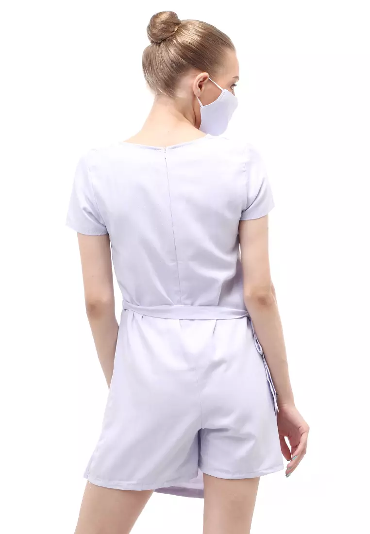 Jumpsuit Wanita Design Casual Model Asimetris - Light Blue