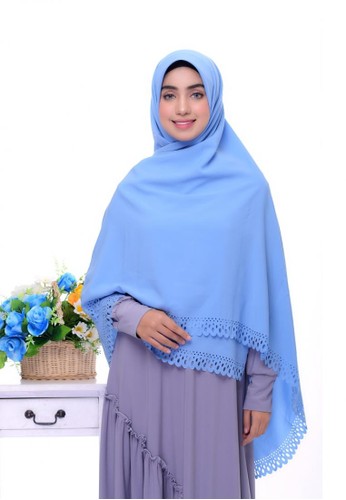 First Hijab blue Kamila Square Hijab In Blue Sea 30081AAE342D26GS_1
