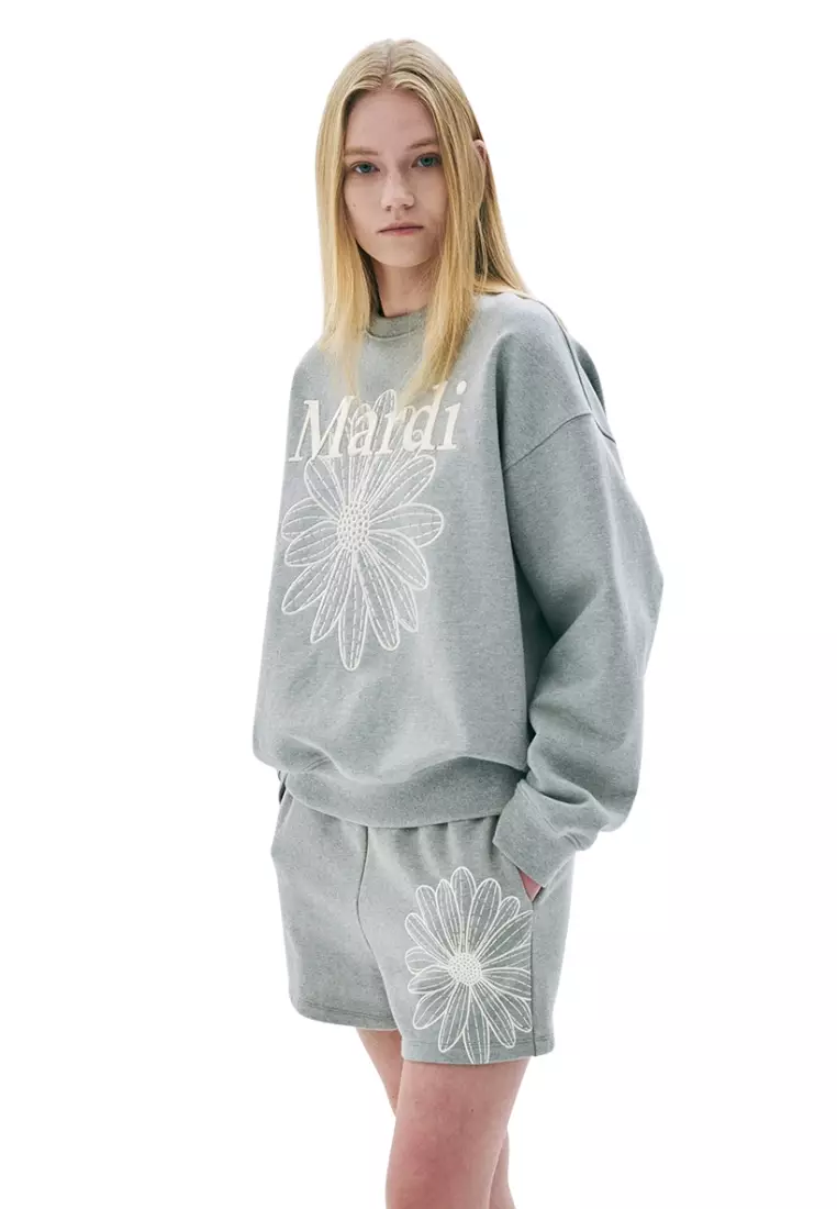 Jual MARDI MERCREDI Sweatshirt Flowermardi Needlework - Grey