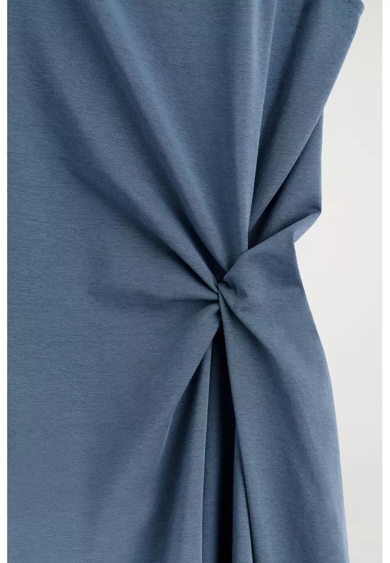 TWIST-DETAIL JERSEY MIDI DRESS
