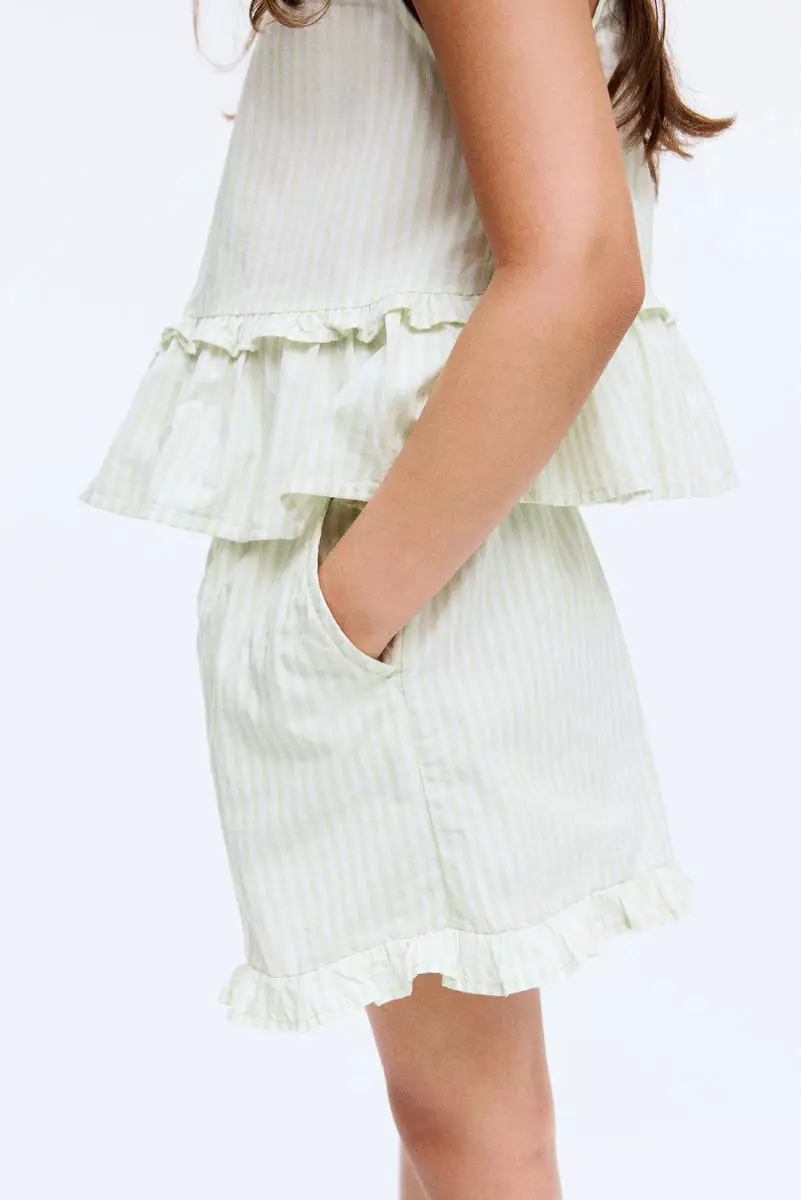 Frill-trimmed cotton shorts