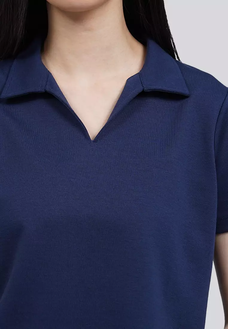 Short Sleeve Crop Polo Shirt