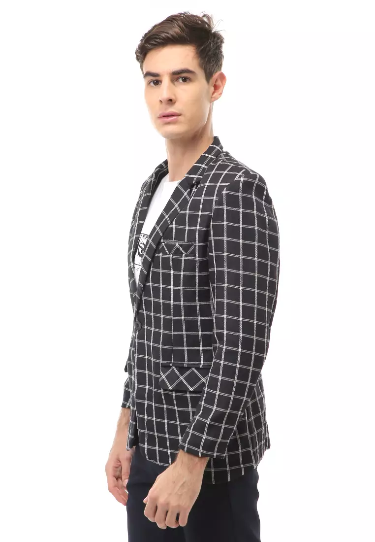 Woreq Atasan Formal Kasual Pria Outerwear Blazer Motif Kotak Long Sleeve Material Wol ORIGINAL