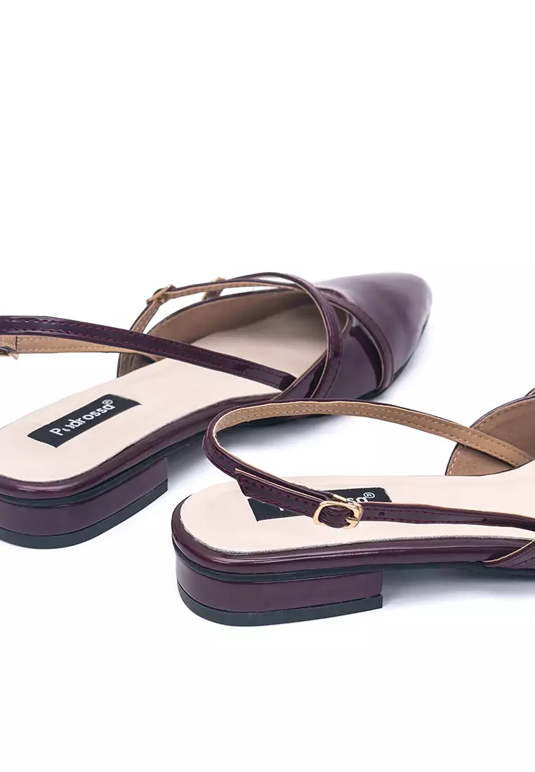 Scarlet Flat Sandals Mules in Burgundy