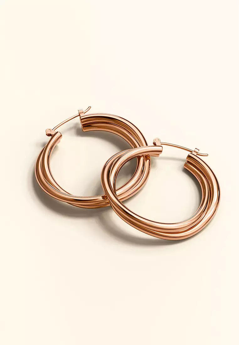Subtle Hoop Rose Gold Layered Earrings